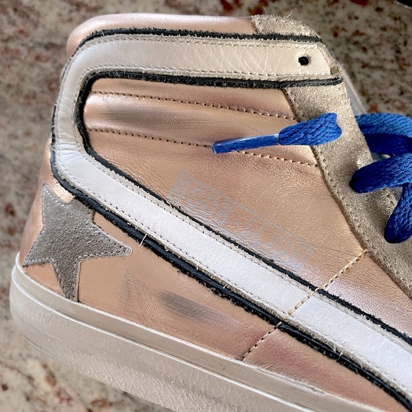 GGDB ★ LIKE NEW ★ Golden Goose Star Slide Sneaker Pink Laminate Metallic Leather - Picture 5 of 16